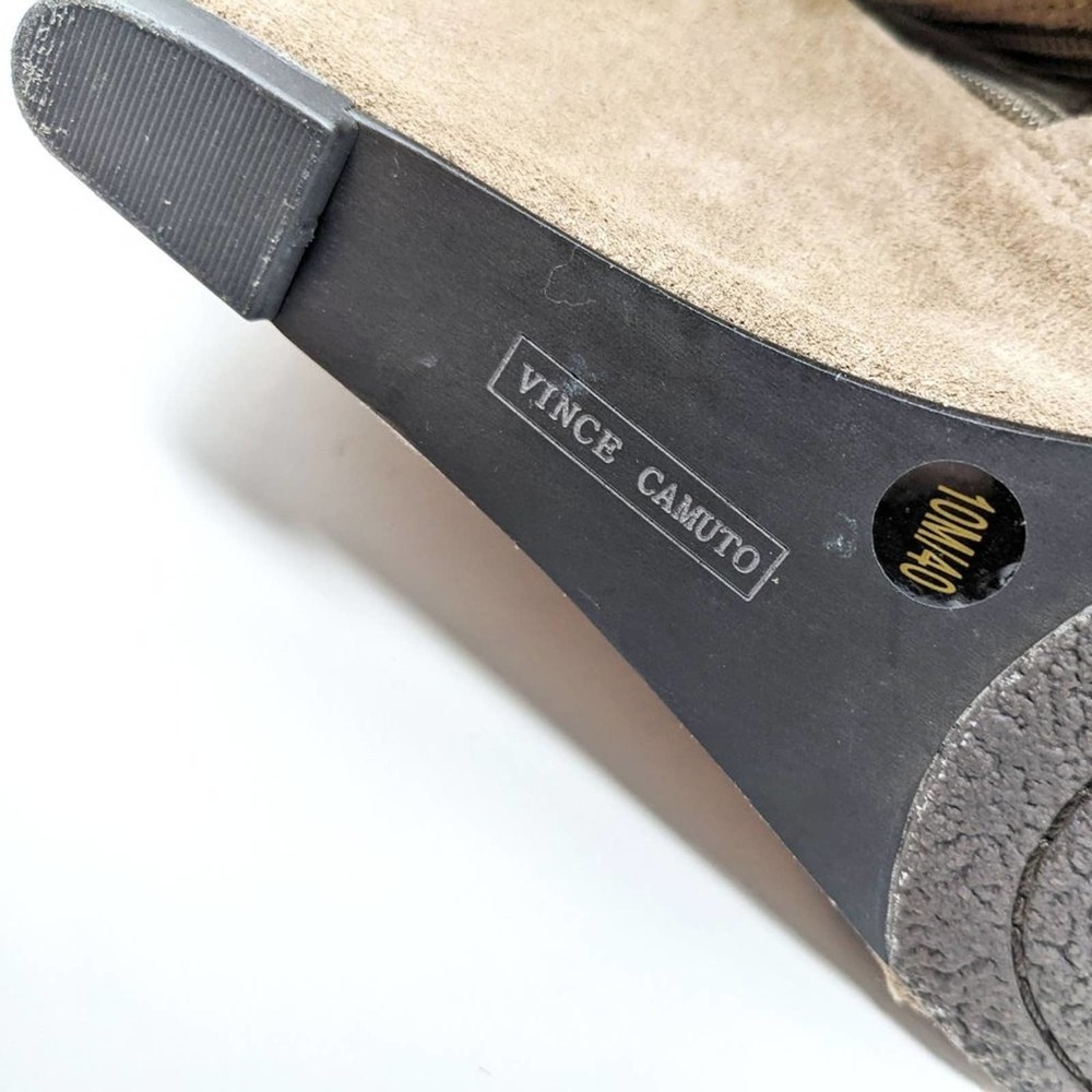 Vince Camuto Womens 10 Melisi Leather Brown Suede Wedge Zip Ankle Booties Boots - Picture 9 of 12